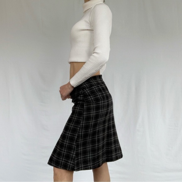 SAN Francisco plaid pleated skirt size 1 fits XS-S black and grey - Picture 3 of 13